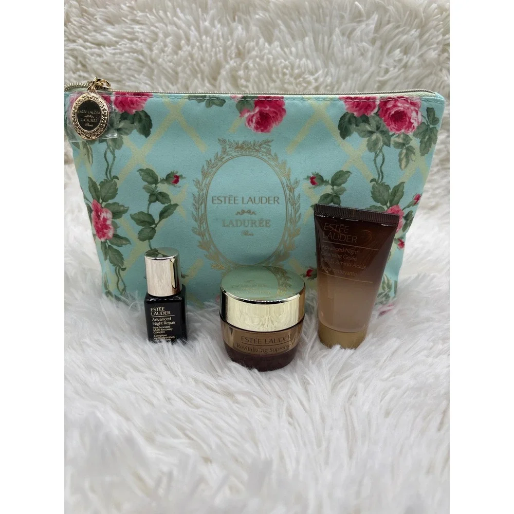 Estee Lauder x Laduree Paris Floral Cosmetic Bag & Skincare Set NEW